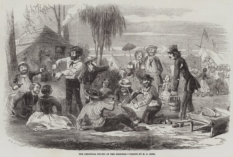 The Christmas Pic-Nic at the Diggings by Henry George Hine