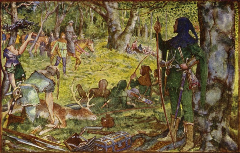 How the King, Disguised as an Abbot, Visited Robin Under the Greenwood Tree by Henry Justice Ford