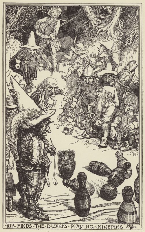 Rip finds the dwarfs playing ninepins by Henry Justice Ford