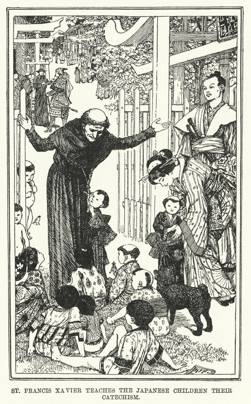 St Francis Xavier teaches the Japanese children their catechism by Henry Justice Ford