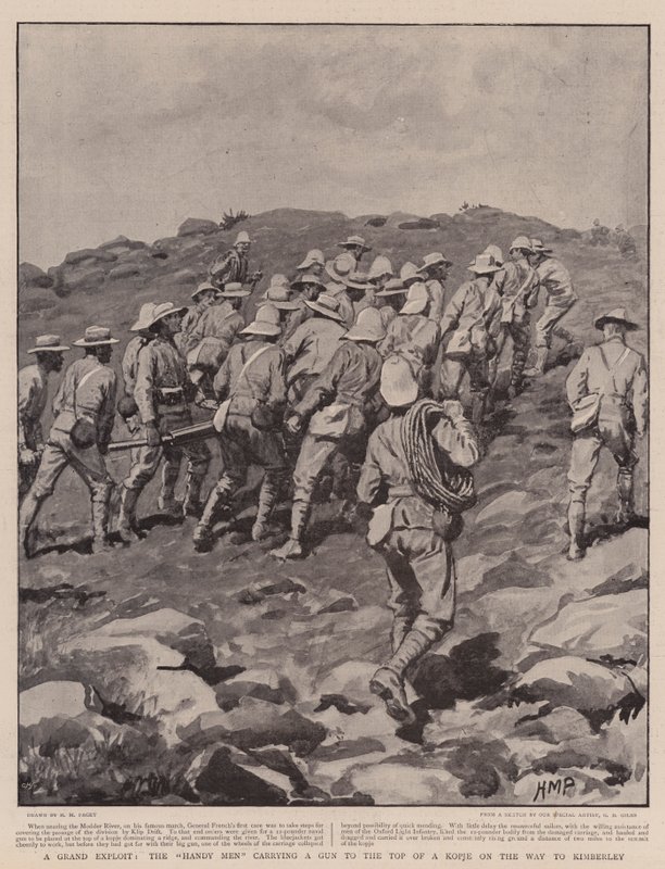 A Grand Exploit, the Handy Men Carrying a Gun to the Top of Kopje on the Way to Kimberley by Henry Marriott Paget