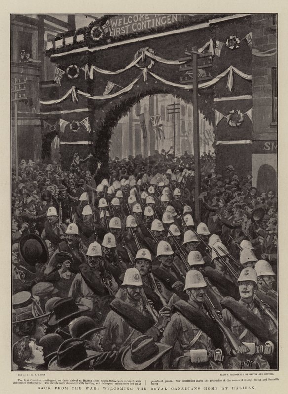 Back from the War, welcoming the Royal Canadians Home at Halifax by Henry Marriott Paget