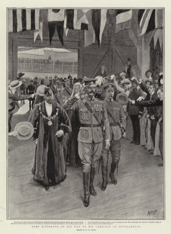 Lord Kitchener on his Way to his Carriage at Southampton by Henry Marriott Paget