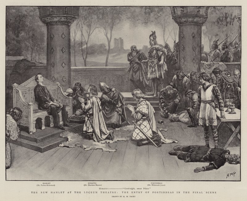 The New Hamlet at the Lyceum Theatre, the Entry of Fortinbras in the Final Scene by Henry Marriott Paget