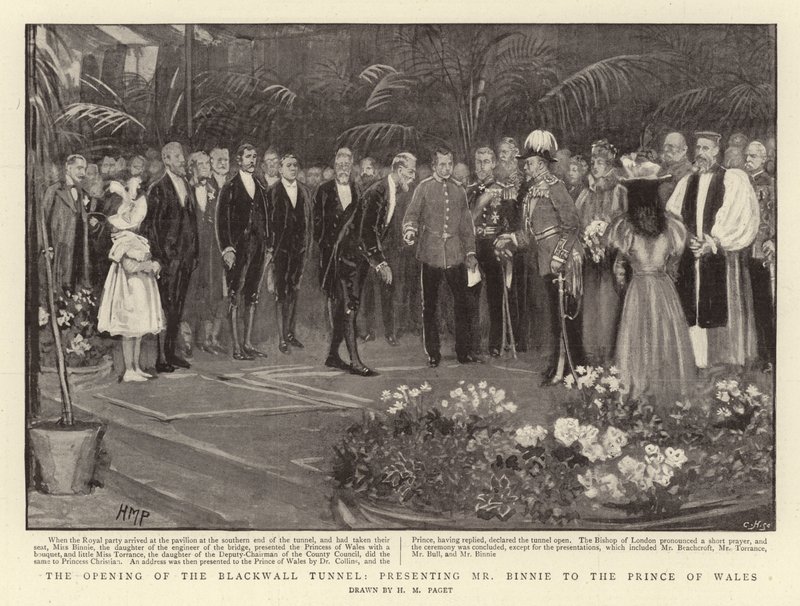 The Opening of the Blackwall Tunnel, presenting Mr Binnie to the Prince of Wales by Henry Marriott Paget