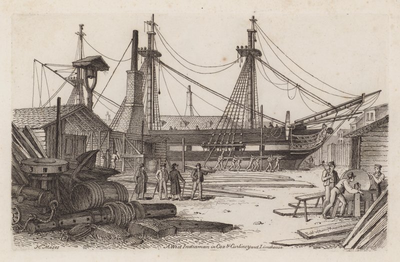 A West Indiaman in Cox and Curlins Yard, Limehouse by Henry Moses