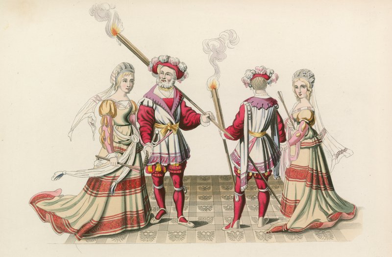 Figures From Tapestries, early 16th century by Henry Shaw