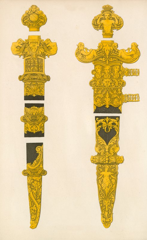 The Ornamental Portions of a Dagger and Sword, Designed by Holbein by Henry Shaw