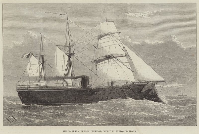 The Magenta, French Ironclad, Burnt in Toulon Harbour by Henry Spernon Tozer