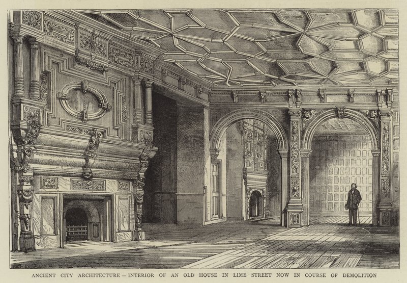 Ancient City Architecture, Interior of an Old House in Lime Street now in Course of Demolition by Henry William Brewer