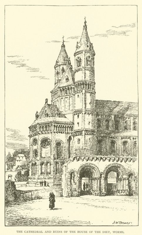 The Cathedral and Ruins of the House of the Diet, Worms (engraving) by Henry William Brewer