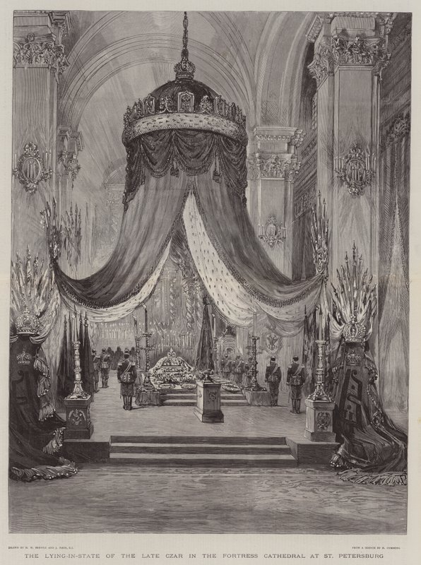 The Lying-in-State of the Late Czar in the Fortress Cathedral at St Petersburg by Henry William Brewer