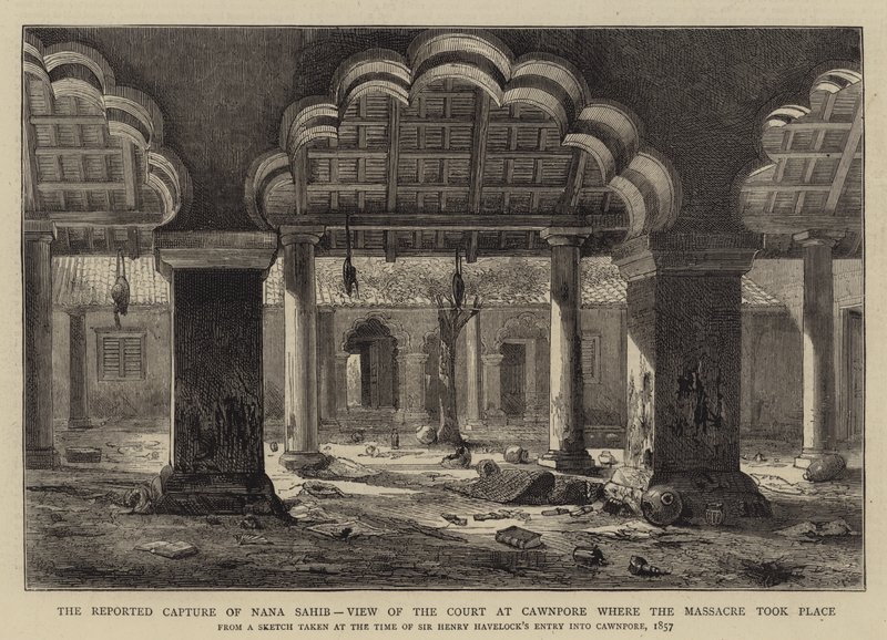 The Reported Capture of Nana Sahib, View of the Court at Cawnpore Where the Massacre Took Place by Henry William Brewer