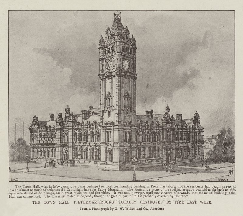 The Town Hall, Pietermaritzburg, Totally Destroyed by Fire last week by Henry William Brewer