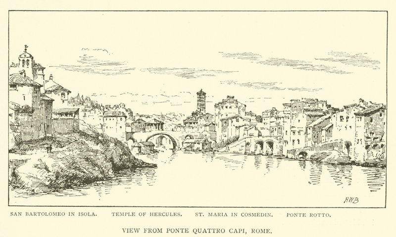 View from Ponte Quattro Capi, Rome by Henry William Brewer