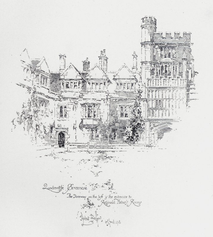 Brasenose College, Oxford, showing the entrance to the rooms of English clergyman and writer Reginald Heber by Herbert (after) Railton