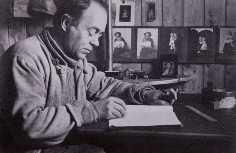 Scott Wrote and Planned and Calculated at His Little Table by Herbert Ponting