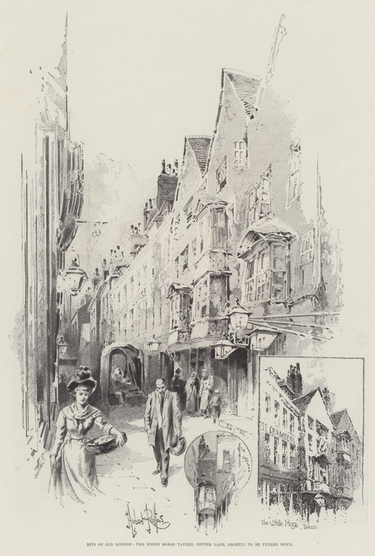 Bits of Old London, the White Horse Tavern, Fetter Lane, shortly to be pulled down by Herbert Railton
