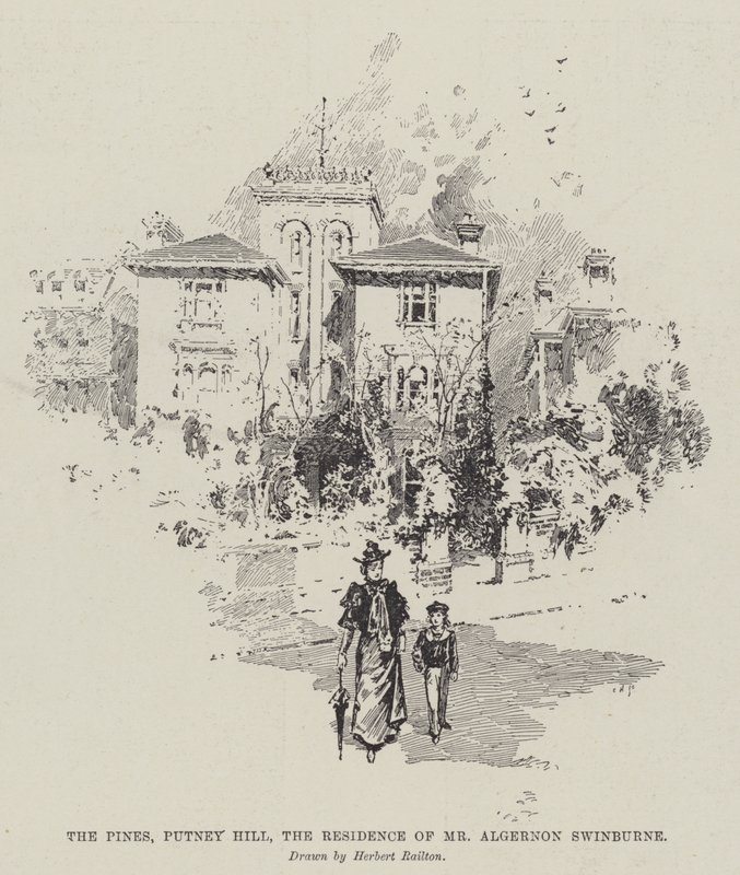 The Pines, Putney Hill, the Residence of Mr. Algernon Swinburne by Herbert Railton