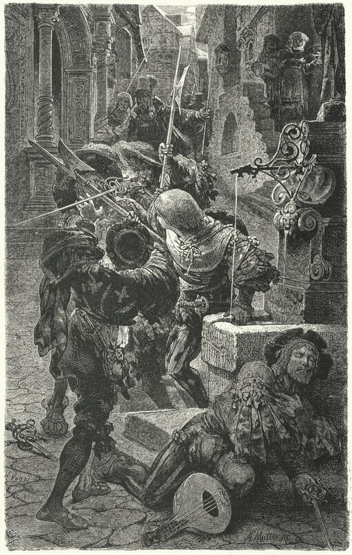 Clash Between Students and Landsknechts in Erfurt, 1510 by Hermann Vogel