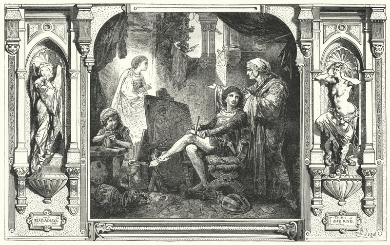 Dante Alighieri in the Studio of Giotto, 14th Century by Hermann Vogel