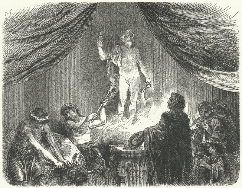 Romans performing a sacrifice to the god Jupiter by Hermann Vogel