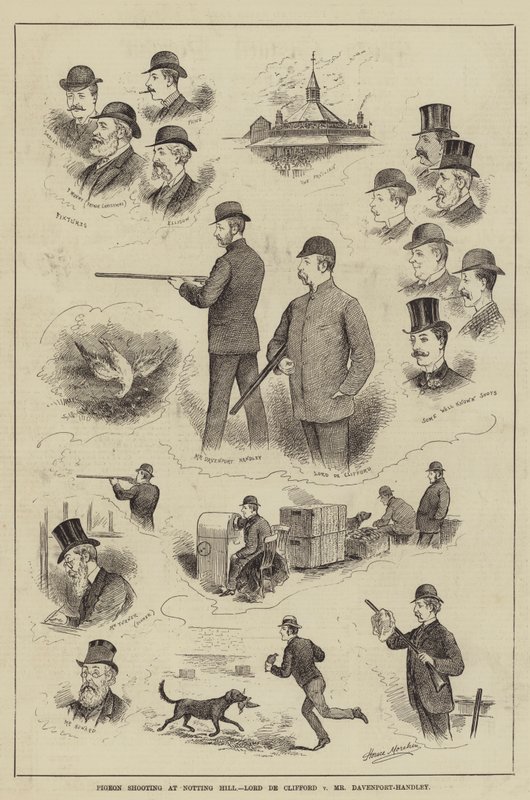 Pigeon Shooting at Notting Hill, Lord de Clifford v Mr Davenport-Handley by Horace Morehen