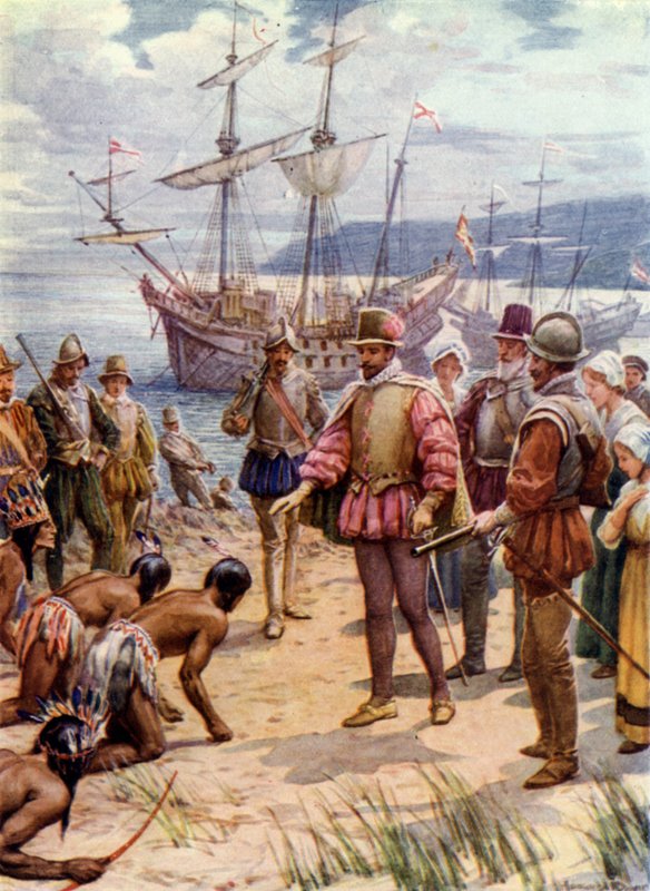 Sir Walter Raleigh, Landing in Virginia by Howard Davie