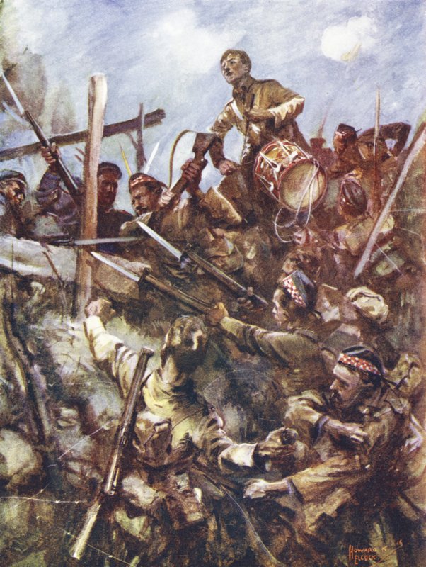 Drummer Walter Ritchie standing on the enemy