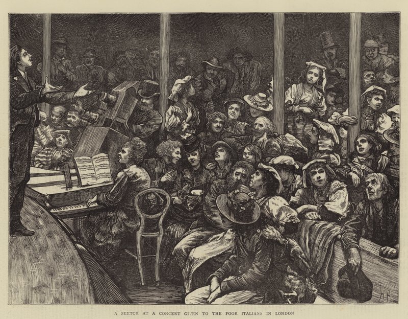 A Sketch at a Concert given to the Poor Italians in London by Hubert von Herkomer