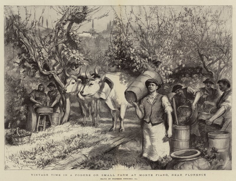 Vintage Time in a Podere or Small Farm at Monte Fiano, near Florence by Hubert von Herkomer