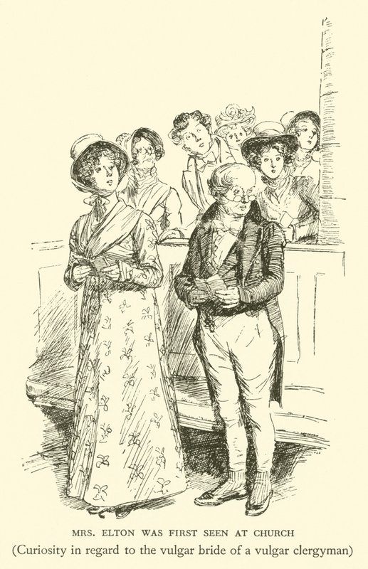 Mrs. Elton Was First Seen at Church, Curiosity in Regard to the Vulgar Bride of a Vulgar Clergyman by Hugh Thomson
