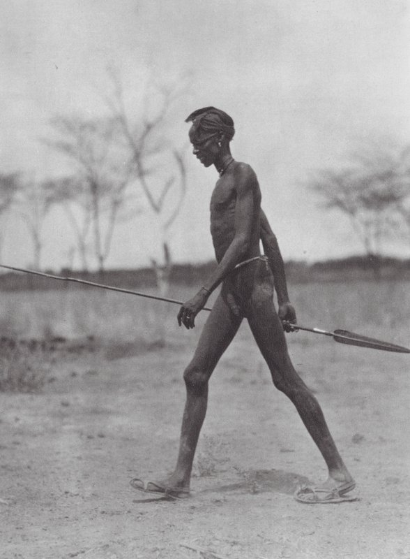 Africa: Dinka warrior with spear by Hugo Adolf Bernatzik