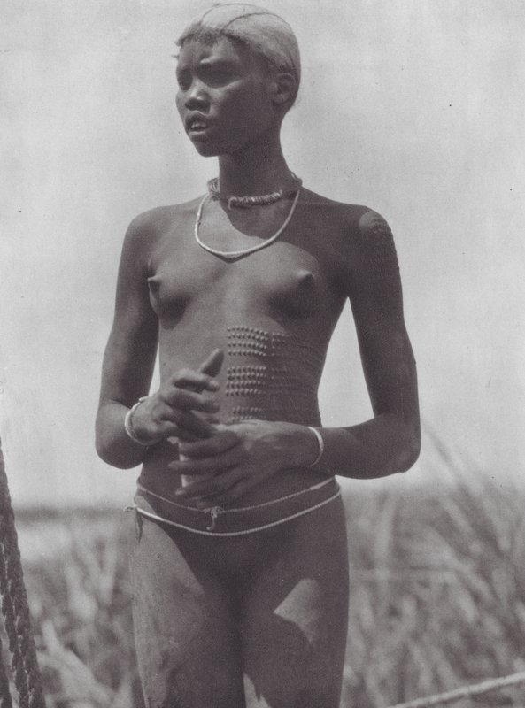 Africa: Nuer girl with ornamental scars by Hugo Adolf Bernatzik