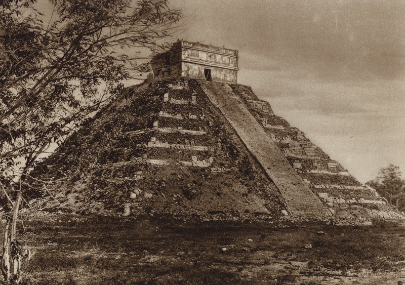 Mexico: Ruins of Chichen Itza, Yucatan, "El Castillo" by Hugo Brehme