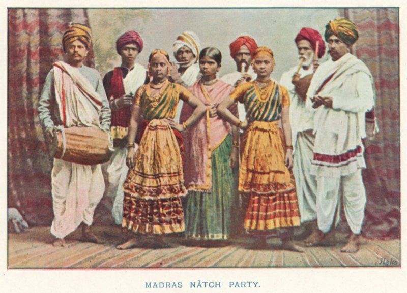 Indian Natives: Madras Natch Party (colored photo) by Indian photographer