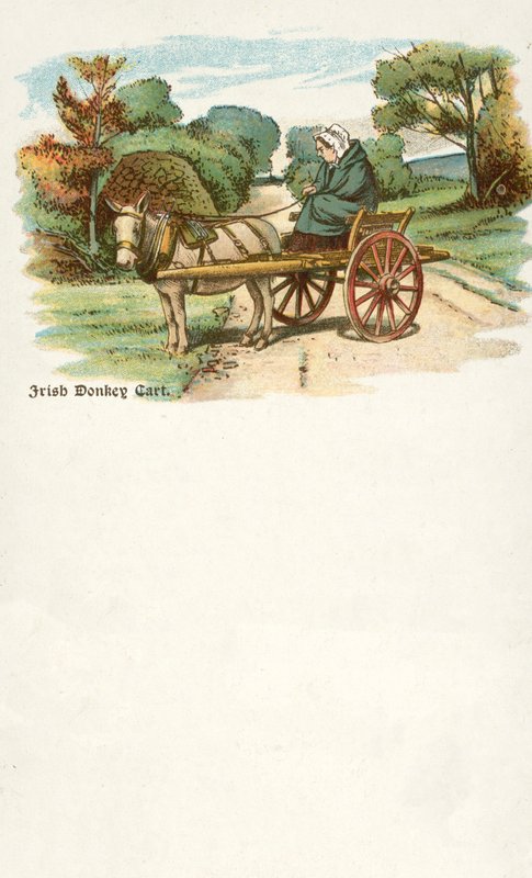 Woman with a donkey and cart, Ireland by Irish School