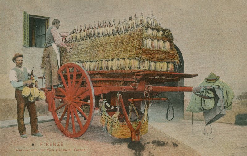 Loading bottles of wine onto a cart, Florence by Italian Photographer