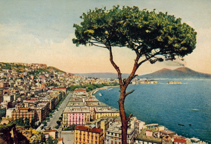 Naples: Panorama of the Gulf with Vesuvius by Italian Photographer