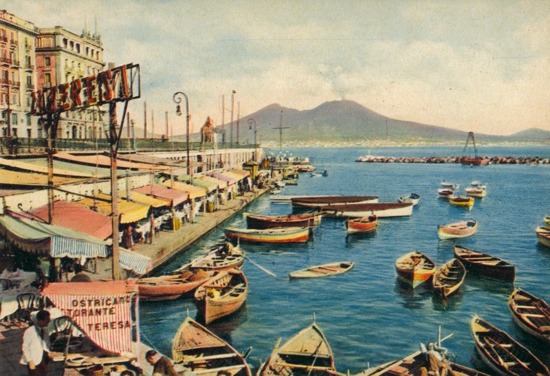 Naples: Santa Lucia with Vesuvius by Italian Photographer