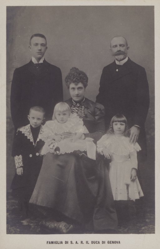 Prince Thomas, Duke of Genoa and His Wife, Princess Isabella of Bavaria, with Their Children by Italian Photographer