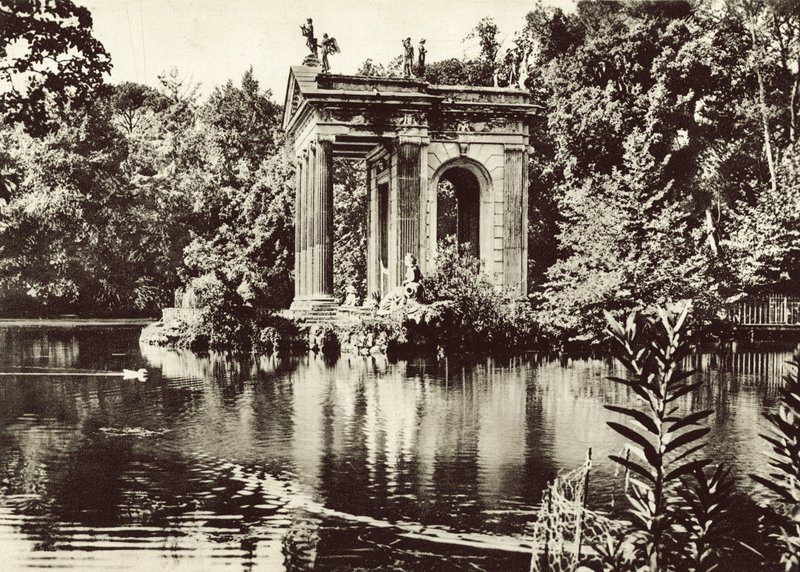 Temple on the lake of the Borghese Villa by Italian Photographer