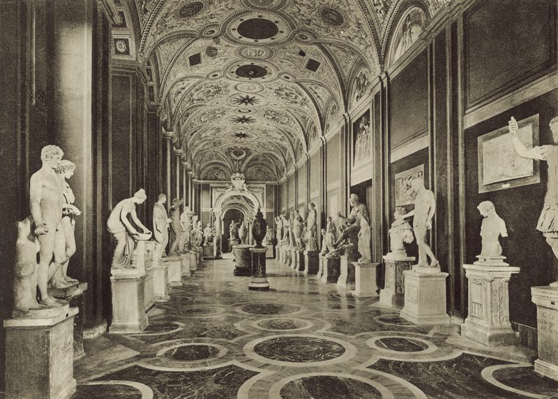 The Vatican Museum, Interior of the Statue Hall by Italian Photographer