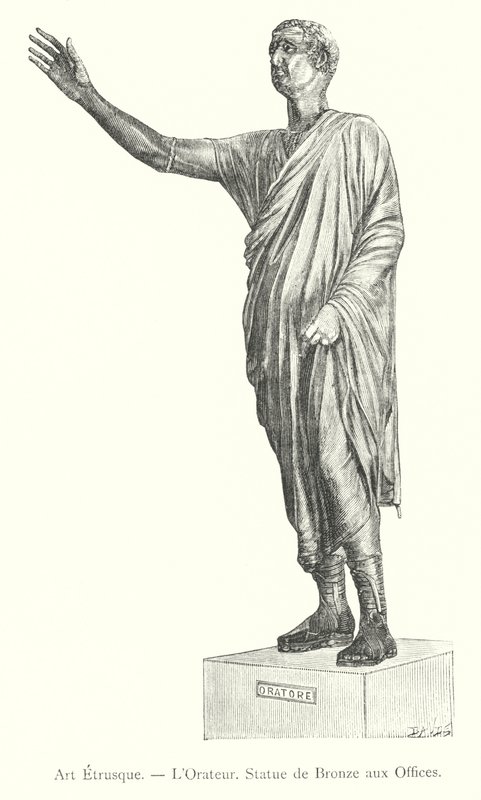 Etruscan Art, The Orator, Bronze Statue at the Uffizi (engraving) by Italian School
