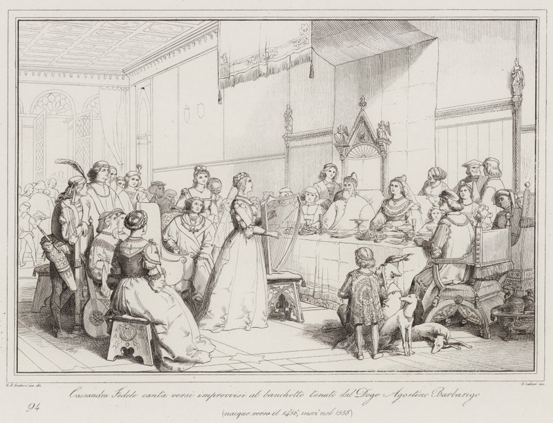Cassandra Fedele Sings Improvised Verses at the Banquet Held by Doge Agostino Barbarigo (engraving) by Italian School