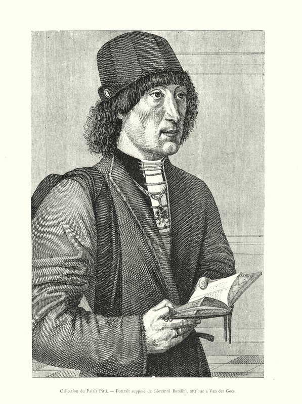 Collection of the Pitti Palace, Supposed Portrait of Giovanni Bandini, attributed to Van der Goes by Italian School