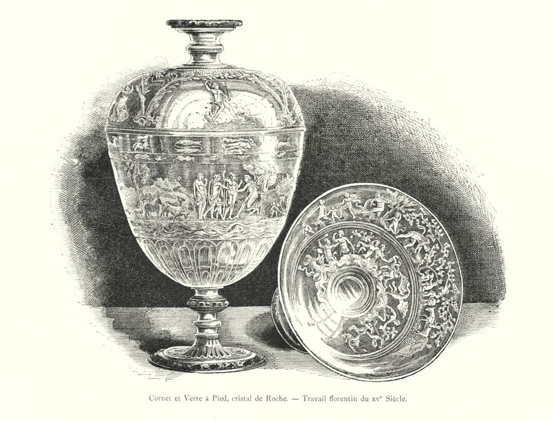 Cornet and Wine Glass, Rock Crystal, Florentine Work of the 15th Century by Italian School