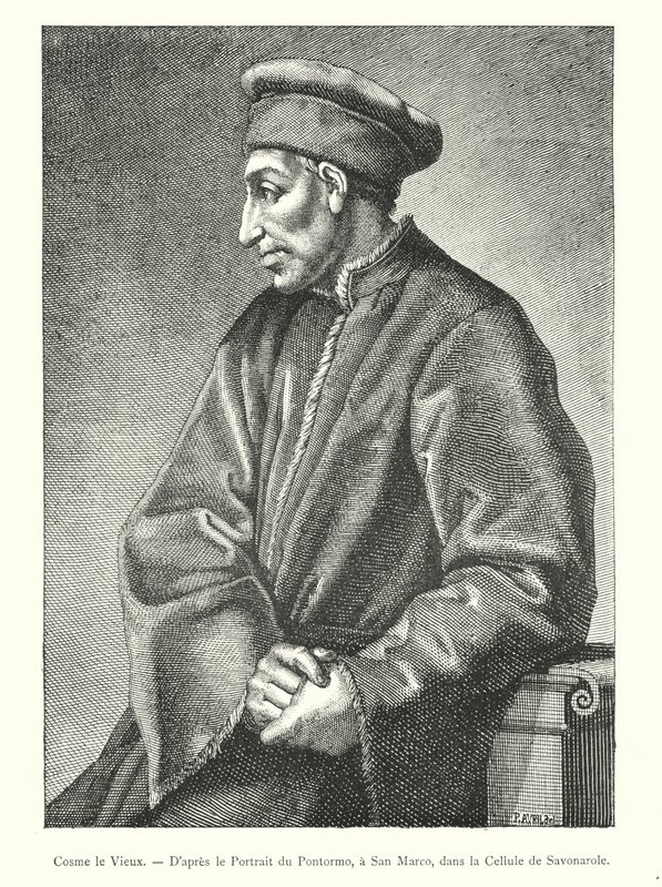 Cosimo the Elder, After the Portrait by Pontormo, at San Marco, in the Cell of Savonarola (engraving) by Italian School