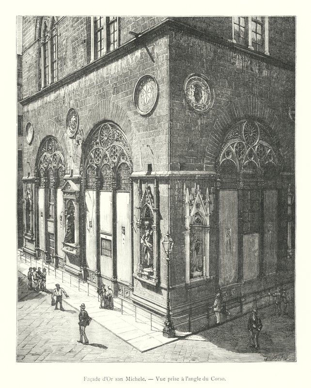 Facade of Orsanmichele, View taken from the corner of the Corso (engraving) by Italian School