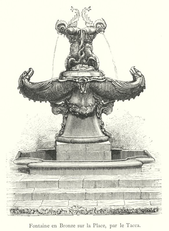 Bronze Fountain in the Square, by Tacca (engraving) by Italian School